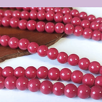 Perla de vidrio rojo cherry 6 mm tira de 72 piedras aprox