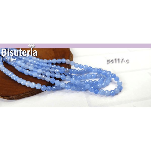 agatas en tono celeste en 4 mm, tira de 85 piedras aprox