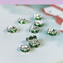 Separador con strass verde claro, de 5 mm, set de 10 unidades