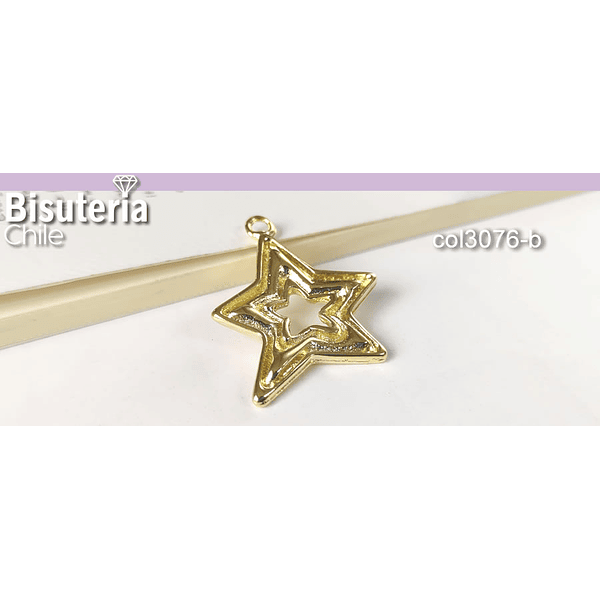 Colgante baño de oro en forma de estrella, 30 x 25 mm, por unidad