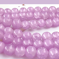 Perla de vidrio en color lila craquelado, de 10 mm, tira de 100 unidades aprox