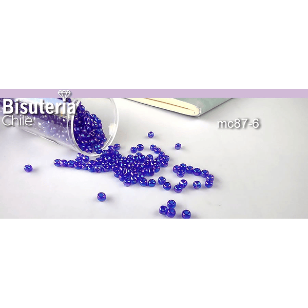 Mostacilla Calibrada 8/0 color azul tornasol, 20 grs.