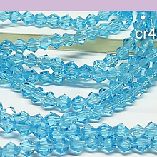 Cristal tupi 4 mm, color celeste transparente, tira de 75 cristales aprox