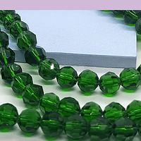 Cristal redondo de 8 mm, color verde, tira de 40 cristales aprox