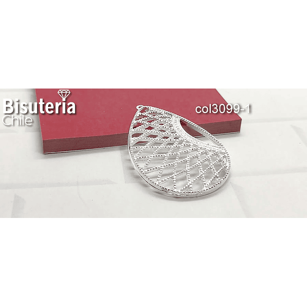 Colgante baño de plata, 50 x 32 mm  3 mm de grosor, por unidad