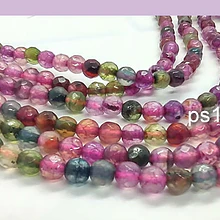 agatas multicolor, en tonos fucsias verdes y azules, en 4 mm, tira de 90 piedras aprox