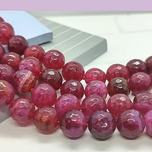 Agatas, Agata de 10 mm, facetada color fucsia tira de 37 piedras aprox.