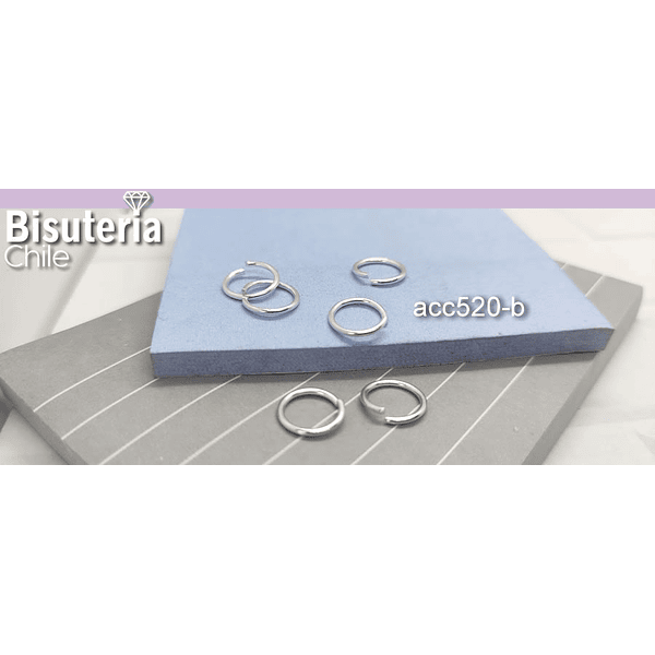 Argolla baño de plata, de 9 mm, set de 7 unidades