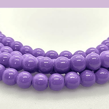 Perla de vidrio morado 6 mm tira de 72 piedras aprox