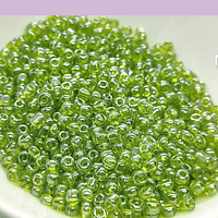 mostacilla verde cristal de 8/0 (3 mm), set de 50 grs