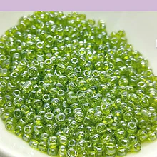 mostacilla verde cristal de 8/0 (3 mm), set de 40 grs