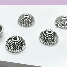 Casquete plateado,  12 mm de ancho x 5 mm, de largo, set de 6 unidades
