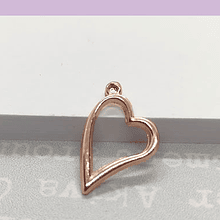 Dije baño de cobre en forma de corazón, 19 x 12 mm, por unidad