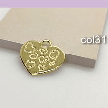 Colgante corazón baño de oro, 20 x 19 mm, 1 mm, de grosor, por unidad