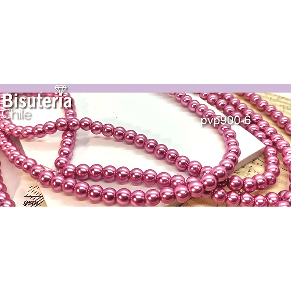 perla de fantasía rosado fuerte de 6mm , perla 143 perlas aprox.