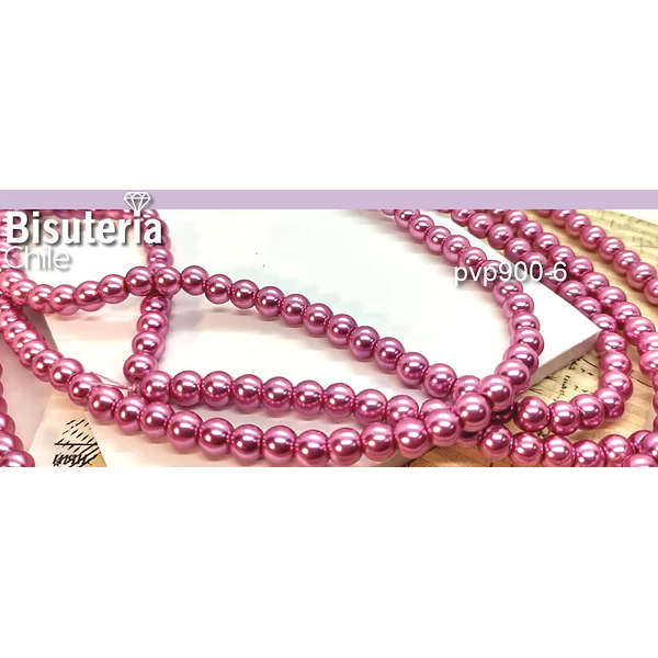 perla de fantasía rosado fuerte de 6mm , perla 143 perlas aprox.