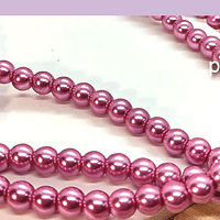 perla de fantasía rosado fuerte de 6mm , perla 155 perlas aprox.