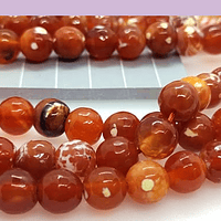 Agatas, Agata facetada en tonos naranja matizada de 8 mm, tira de 46 piedras apróx
