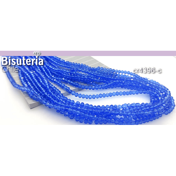 Cristal facetado de 2 mm, color azul, tira de 190 cristales aprox.