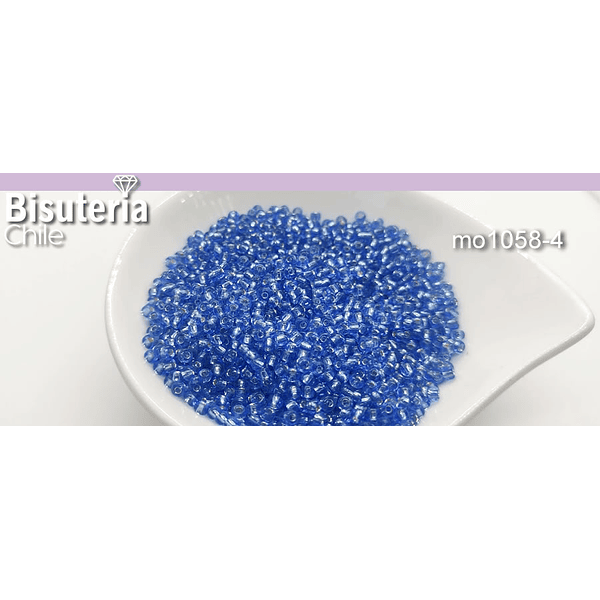 Mostacilla en tono azul cristal de 2.1 mm (11/0), set de 50 grs