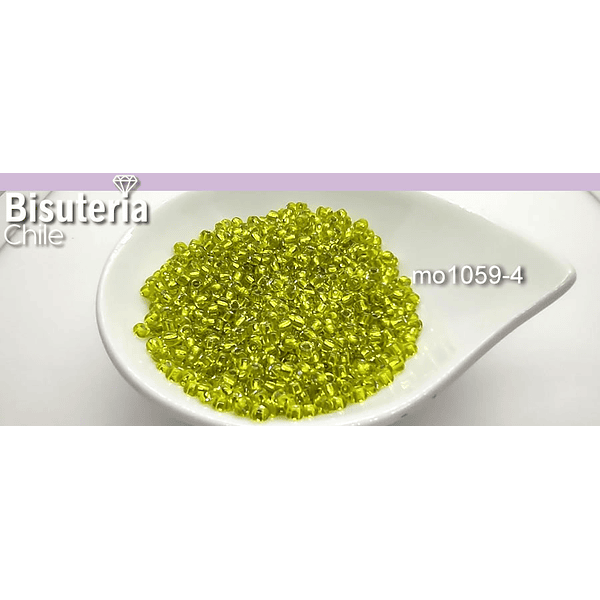 mostacilla amarillo cristal de 8/0 (3 mm), set de 50 grs