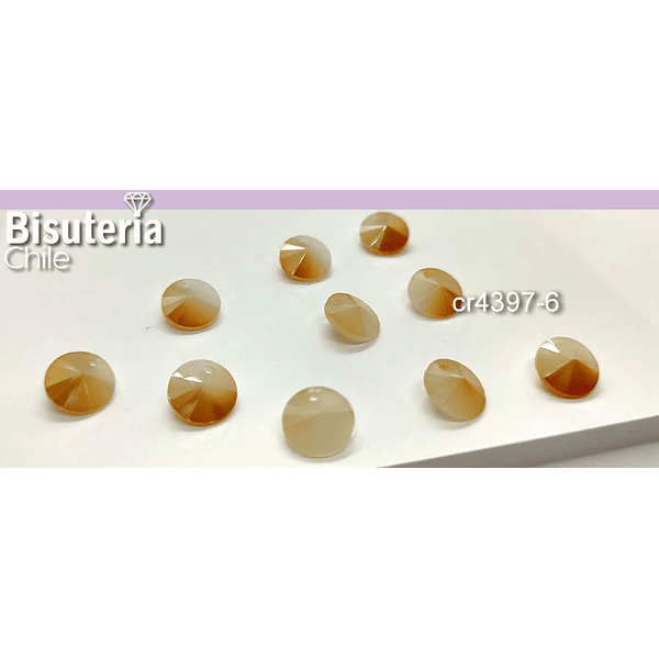 Cristal tipo Rivoli, color crema y naranja, de 8 mm de diámetro, set de 10 unidades