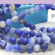 Agatas, Agata frosting de 6 mm, en tonos azules, tira de 64 piedras aprox