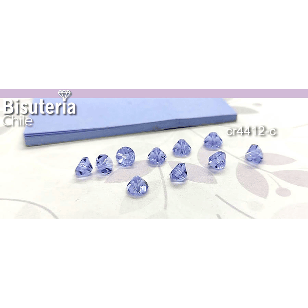 Cristal Austriaco, en forma de diamante, 6 mm, color lila, set de 10 unidades