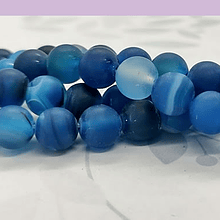 Agatas, Agata frosting 8 mm, en tonos azules, tira de 47 piedras aprox