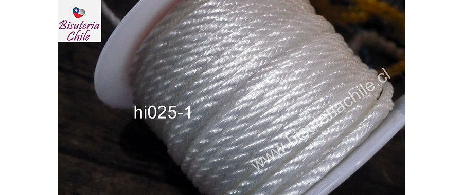 Hilos, Hilo trenzado 3 mm en color blanco, rollo de 23 metros
