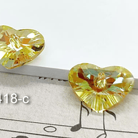 Cristal corazón amarillo tornasol, con agujero superior, 12 x 17 mm, por par