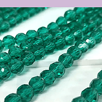 cristal redondo facetado verde de 6 mm, tira de 50 cristales aprox