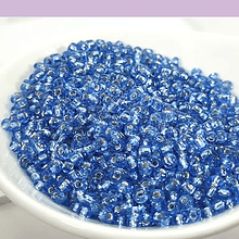 mostacilla azul cristal de 8/0 (3 mm), set de 50 grs.