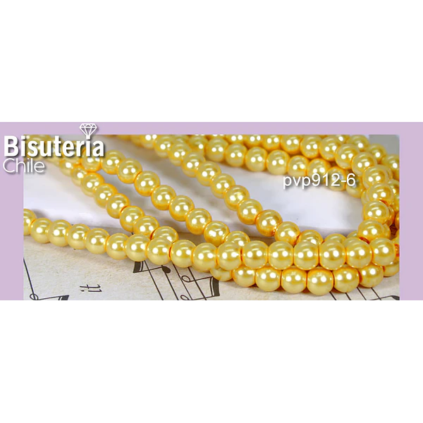 imitación perla amarillo dorado  6 mm, tira de 145 perlas aprox