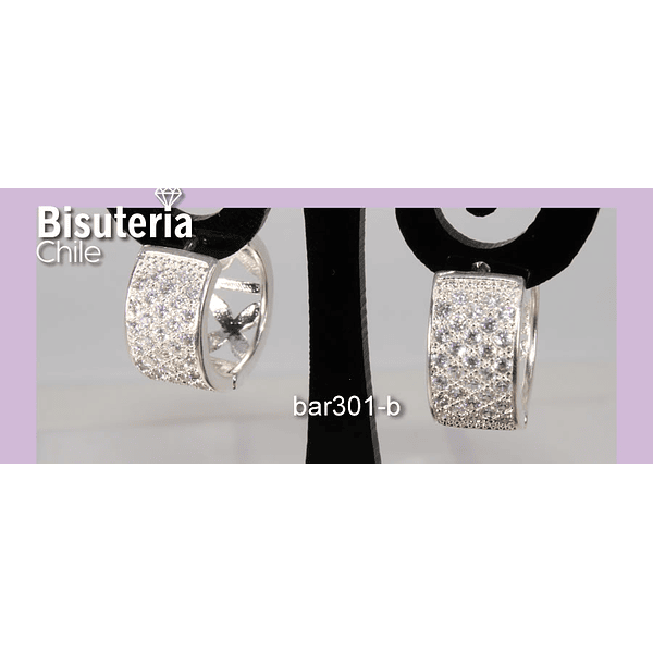 Aro baño de plata con zirconia, 16 x 8 mm, por par