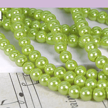 imitación perla verde metalizado 6 mm, tira de 145 perlas aprox