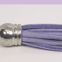Borla lila base plateado 35 mm de largo, desde la argolla, por unidad