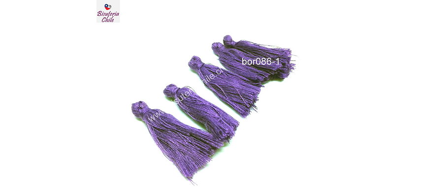 Borla color lila, 40 mm de largo, set de 5 unidades