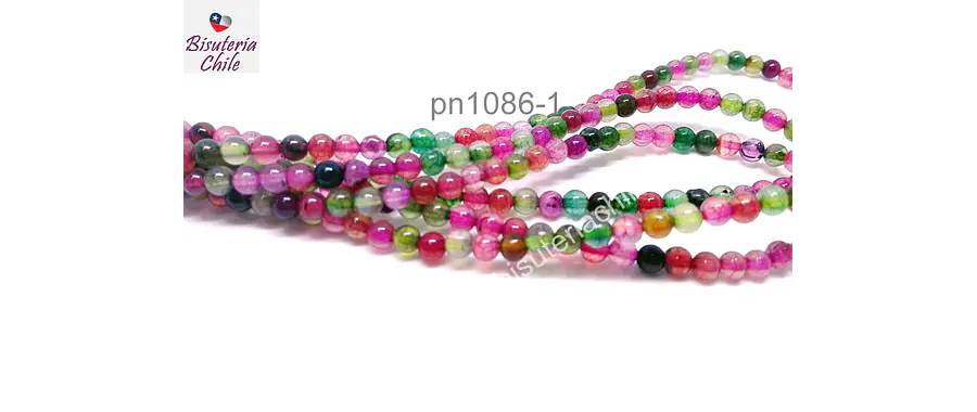 Agatas Agata Lisa 4 Mm Tonos Verdes Y Fucsias Tira De 93