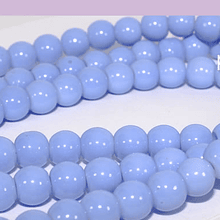 Perla de vidrio celeste (baby blue) 6 mm tira de 72 piedras aprox