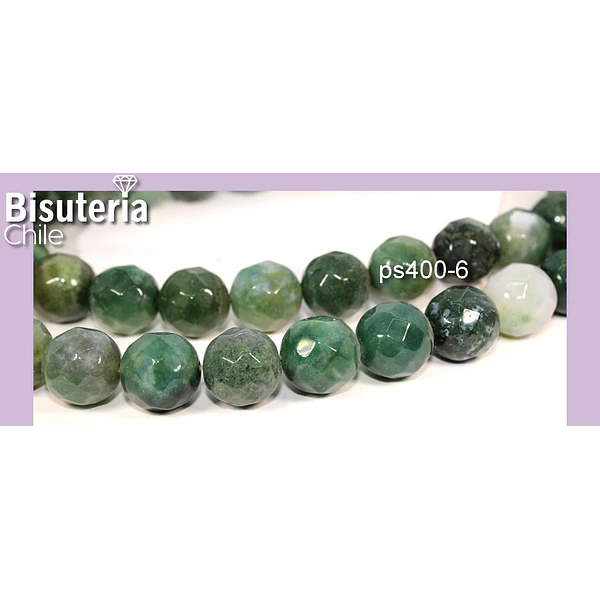 Agatas, Agata 14 mm en tonos verdes, tira de 12 unidades