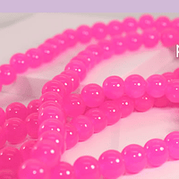 Perla de vidrio 8 mm color rosado fuerte lila tira de 53 unidades
