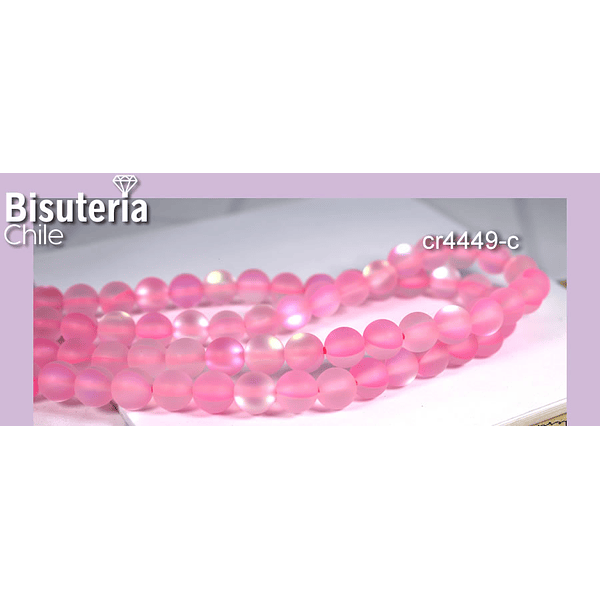 Cristal aurora mate rosado de 6 mm, tira de 62 unidades aprox