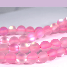 Cristal aurora mate rosado de 6 mm, tira de 62 unidades aprox