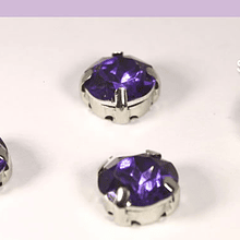 Cristal soutache lila con aplicación metálica plateada, 8 mm, set de 4 unidades