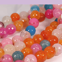 Agatas, Agata facetada en tonos multicolor de 8 mm, tira de 46 piedras apróx