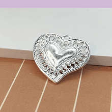 Colgante Corazón baño de plata, 18 x 19 mm, set de 6 unidades (por mayor)