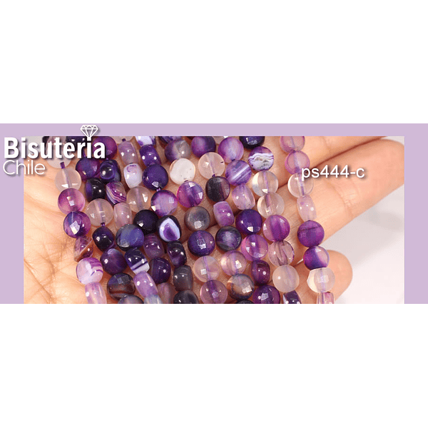 Agata morada en forma de chubi facetada, de 6 mm, set de 28 unidades