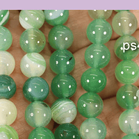 Agatas, Agata lisa de 8 mm, en color verde, tira de 48 piedras aprox