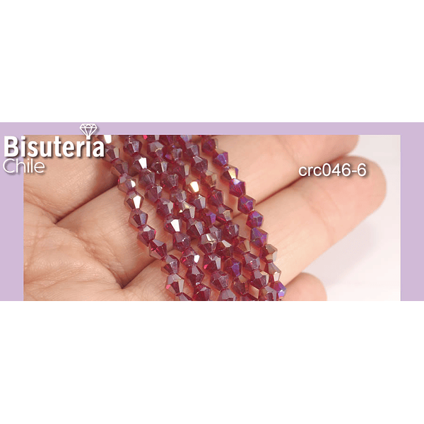 Cristal tupi 4 mm, color rojo oscurol tornasol, tira de 75 cristales aprox